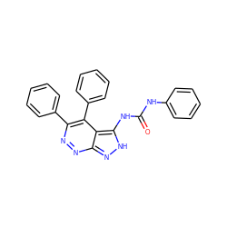 O=C(Nc1ccccc1)Nc1[nH]nc2nnc(-c3ccccc3)c(-c3ccccc3)c12 ZINC000005646855