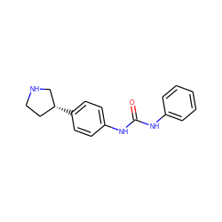 O=C(Nc1ccccc1)Nc1ccc([C@@H]2CCNC2)cc1 ZINC000117723051