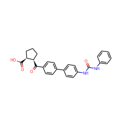 O=C(Nc1ccccc1)Nc1ccc(-c2ccc(C(=O)[C@@H]3CCC[C@@H]3C(=O)O)cc2)cc1 ZINC000014974428