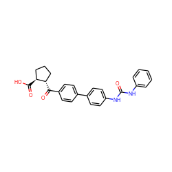 O=C(Nc1ccccc1)Nc1ccc(-c2ccc(C(=O)[C@H]3CCC[C@@H]3C(=O)O)cc2)cc1 ZINC000014974425