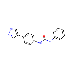 O=C(Nc1ccccc1)Nc1ccc(-c2cn[nH]c2)cc1 ZINC000082282282