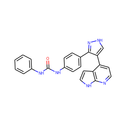 O=C(Nc1ccccc1)Nc1ccc(-c2n[nH]cc2-c2ccnc3[nH]ccc23)cc1 ZINC000049113240