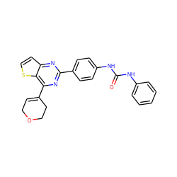 O=C(Nc1ccccc1)Nc1ccc(-c2nc(C3=CCOCC3)c3sccc3n2)cc1 ZINC000045335652