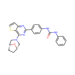 O=C(Nc1ccccc1)Nc1ccc(-c2nc(N3C[C@@H]4CC[C@H](C3)O4)c3sccc3n2)cc1 ZINC000045350960