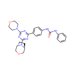 O=C(Nc1ccccc1)Nc1ccc(-c2nc(N3CCOCC3)nc(N3[C@H]4CC[C@H]3COC4)n2)cc1 ZINC000101366700