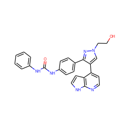 O=C(Nc1ccccc1)Nc1ccc(-c2nn(CCO)cc2-c2ccnc3[nH]ccc23)cc1 ZINC000049114737