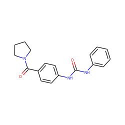 O=C(Nc1ccccc1)Nc1ccc(C(=O)N2CCCC2)cc1 ZINC000006742597