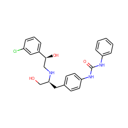 O=C(Nc1ccccc1)Nc1ccc(C[C@@H](CO)NC[C@H](O)c2cccc(Cl)c2)cc1 ZINC000028357251