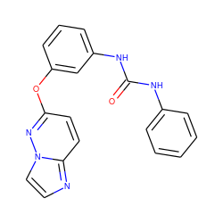 O=C(Nc1ccccc1)Nc1cccc(Oc2ccc3nccn3n2)c1 ZINC000095560710