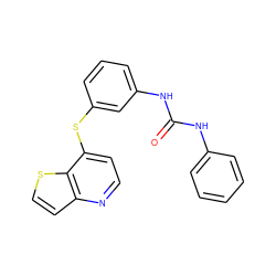 O=C(Nc1ccccc1)Nc1cccc(Sc2ccnc3ccsc23)c1 ZINC000473115273