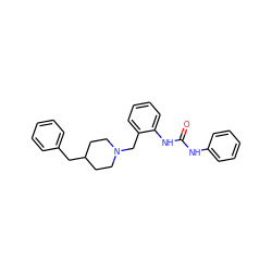 O=C(Nc1ccccc1)Nc1ccccc1CN1CCC(Cc2ccccc2)CC1 ZINC000013475740