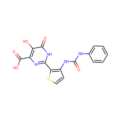 O=C(Nc1ccccc1)Nc1ccsc1-c1nc(C(=O)O)c(O)c(=O)[nH]1 ZINC000003583165