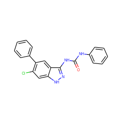 O=C(Nc1ccccc1)Nc1n[nH]c2cc(Cl)c(-c3ccccc3)cc12 ZINC000038423144