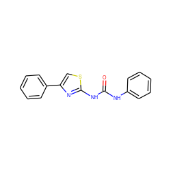 O=C(Nc1ccccc1)Nc1nc(-c2ccccc2)cs1 ZINC000017028350