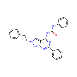 O=C(Nc1ccccc1)Nc1nc(-c2ccccc2)nc2nn(CCc3ccccc3)cc12 ZINC000049115033