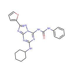 O=C(Nc1ccccc1)Nc1nc(NC2CCCCC2)nc2nc(-c3ccco3)nn12 ZINC000653759956