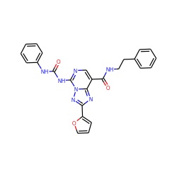 O=C(Nc1ccccc1)Nc1ncc(C(=O)NCCc2ccccc2)c2nc(-c3ccco3)nn12 ZINC000299833251