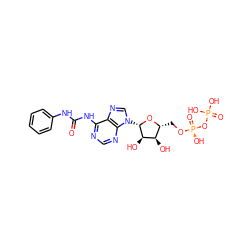 O=C(Nc1ccccc1)Nc1ncnc2c1ncn2[C@@H]1O[C@H](CO[P@@](=O)(O)OP(=O)(O)O)[C@@H](O)[C@H]1O ZINC000044156956