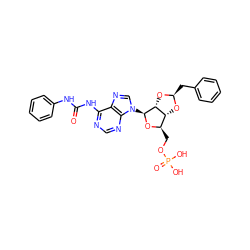 O=C(Nc1ccccc1)Nc1ncnc2c1ncn2[C@@H]1O[C@H](COP(=O)(O)O)[C@H]2O[C@H](Cc3ccccc3)O[C@H]21 ZINC000029135213