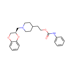 O=C(Nc1ccccc1)OCCC1CCN(C[C@@H]2COc3ccccc3O2)CC1 ZINC000013813705