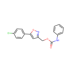 O=C(Nc1ccccc1)OCc1cc(-c2ccc(Cl)cc2)on1 ZINC000001394152