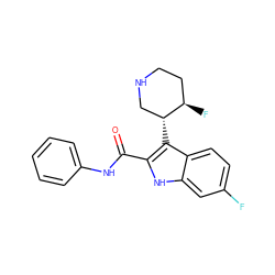 O=C(Nc1ccccc1)c1[nH]c2cc(F)ccc2c1[C@@H]1CNCC[C@H]1F ZINC000013862749