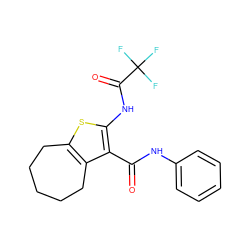 O=C(Nc1ccccc1)c1c(NC(=O)C(F)(F)F)sc2c1CCCCC2 ZINC000000837675