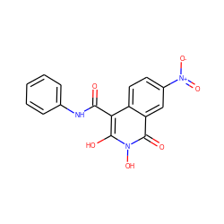 O=C(Nc1ccccc1)c1c(O)n(O)c(=O)c2cc([N+](=O)[O-])ccc12 ZINC000169350430