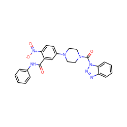 O=C(Nc1ccccc1)c1cc(N2CCN(C(=O)n3nnc4ccccc43)CC2)ccc1[N+](=O)[O-] ZINC000095578964