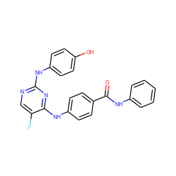 O=C(Nc1ccccc1)c1ccc(Nc2nc(Nc3ccc(O)cc3)ncc2F)cc1 ZINC000045506456