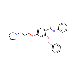 O=C(Nc1ccccc1)c1ccc(OCCCN2CCCC2)cc1OCc1ccccc1 ZINC000072182600