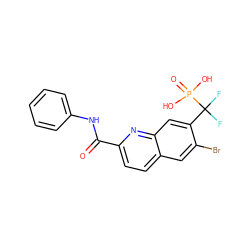 O=C(Nc1ccccc1)c1ccc2cc(Br)c(C(F)(F)P(=O)(O)O)cc2n1 ZINC000029047902