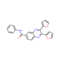 O=C(Nc1ccccc1)c1ccc2nc(-c3ccco3)c(-c3ccco3)nc2c1 ZINC000002859683