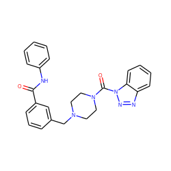 O=C(Nc1ccccc1)c1cccc(CN2CCN(C(=O)n3nnc4ccccc43)CC2)c1 ZINC000095577281