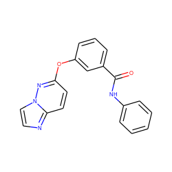 O=C(Nc1ccccc1)c1cccc(Oc2ccc3nccn3n2)c1 ZINC000095558163