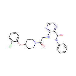 O=C(Nc1ccccc1)c1nccnc1NCC(=O)N1CCC(Oc2ccccc2Cl)CC1 ZINC000028704905