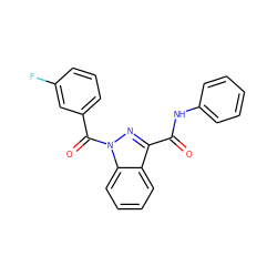 O=C(Nc1ccccc1)c1nn(C(=O)c2cccc(F)c2)c2ccccc12 ZINC000072178499