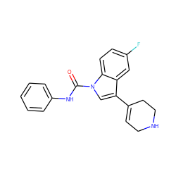 O=C(Nc1ccccc1)n1cc(C2=CCNCC2)c2cc(F)ccc21 ZINC000299829537