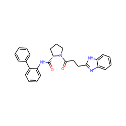 O=C(Nc1ccccc1-c1ccccc1)[C@@H]1CCCN1C(=O)CCc1nc2ccccc2[nH]1 ZINC000029127649