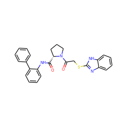 O=C(Nc1ccccc1-c1ccccc1)[C@@H]1CCCN1C(=O)CSc1nc2ccccc2[nH]1 ZINC000029127696