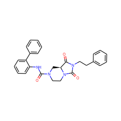 O=C(Nc1ccccc1-c1ccccc1)N1CCN2C(=O)N(CCc3ccccc3)C(=O)[C@@H]2C1 ZINC000072139706