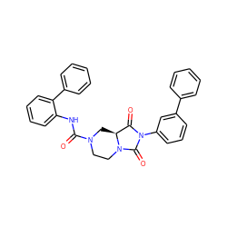 O=C(Nc1ccccc1-c1ccccc1)N1CCN2C(=O)N(c3cccc(-c4ccccc4)c3)C(=O)[C@@H]2C1 ZINC000072175113