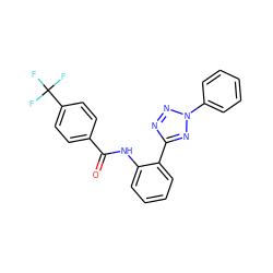 O=C(Nc1ccccc1-c1nnn(-c2ccccc2)n1)c1ccc(C(F)(F)F)cc1 ZINC001772630228