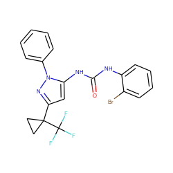 O=C(Nc1ccccc1Br)Nc1cc(C2(C(F)(F)F)CC2)nn1-c1ccccc1 ZINC000299831436