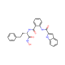 O=C(Nc1ccccc1C(=O)N[C@@H](CCc1ccccc1)C(=O)NO)c1cc2ccccc2[nH]1 ZINC000073240676