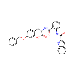 O=C(Nc1ccccc1C(=O)N[C@@H](Cc1ccc(OCc2ccccc2)cc1)C(=O)O)c1cc2ccccc2[nH]1 ZINC000049867216