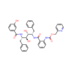 O=C(Nc1ccccc1C(=O)N[C@@H](Cc1ccccc1)[C@@H](O)[C@@H](O)[C@H](Cc1ccccc1)NC(=O)c1cccc(O)c1)OCc1ccccn1 ZINC000027106966