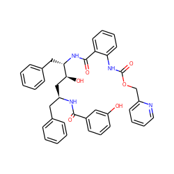 O=C(Nc1ccccc1C(=O)N[C@@H](Cc1ccccc1)[C@@H](O)C[C@H](Cc1ccccc1)NC(=O)c1cccc(O)c1)OCc1ccccn1 ZINC000027106962