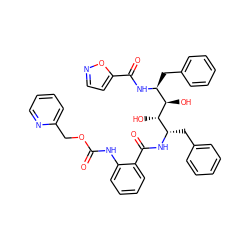 O=C(Nc1ccccc1C(=O)N[C@@H](Cc1ccccc1)[C@H](O)[C@H](O)[C@H](Cc1ccccc1)NC(=O)c1ccno1)OCc1ccccn1 ZINC000027108558