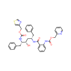 O=C(Nc1ccccc1C(=O)N[C@@H](Cc1ccccc1)C[C@H](O)[C@H](Cc1ccccc1)NC(=O)OCc1cscn1)OCc1ccccn1 ZINC000027108321